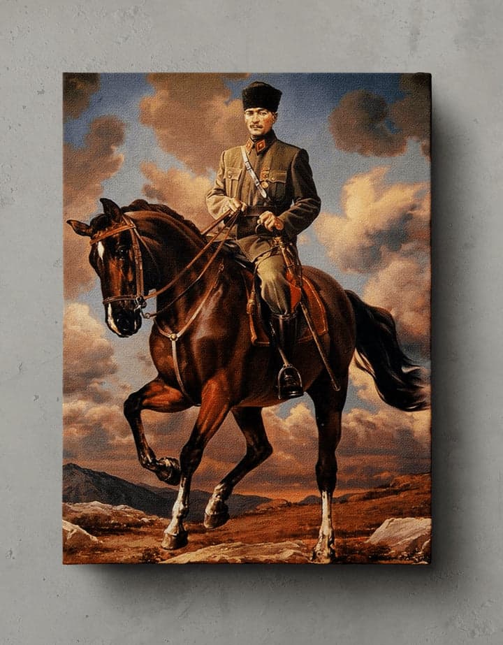 Atlı Atatürk Kanvas Tablo