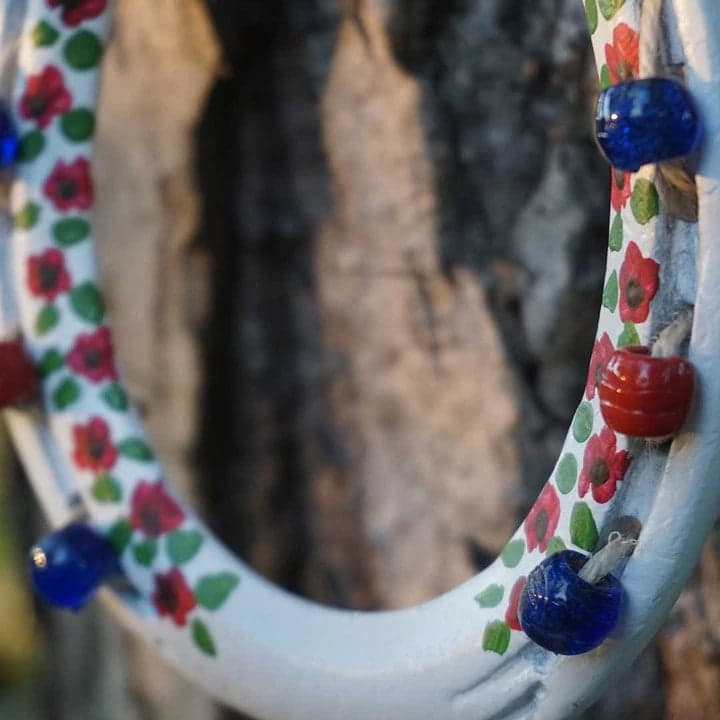 Çiçekli El Boyaması Dekoratif At Nalı - 3