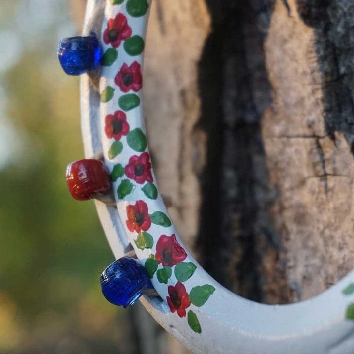 Çiçekli El Boyaması Dekoratif At Nalı - 2