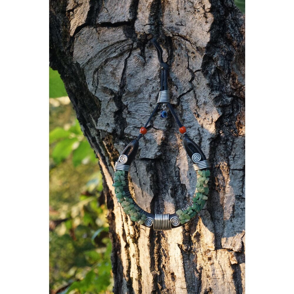 Yeşil Doğal Taşlı Dekoratif At Nalı - 2