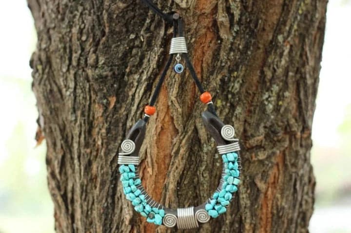 Turkuaz Doğal Taşlı Dekoratif At Nalı - 4