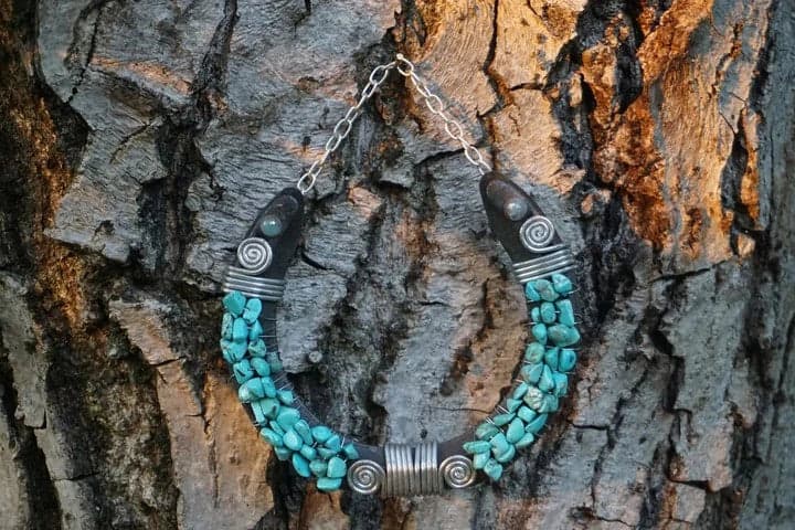 Turkuaz Doğal Taşlı Dekoratif At Nalı - 3