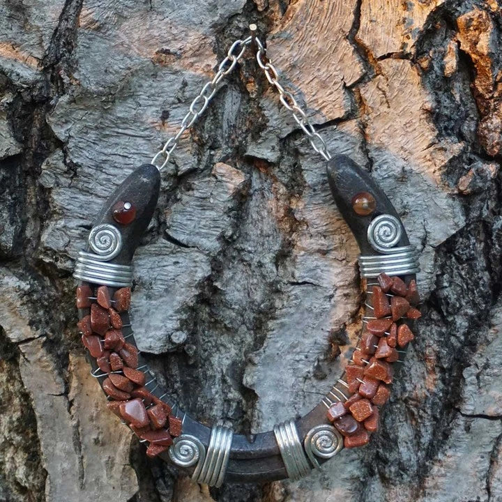 Kaplan Gözü Doğal Taşlı Dekoratif At Nalı