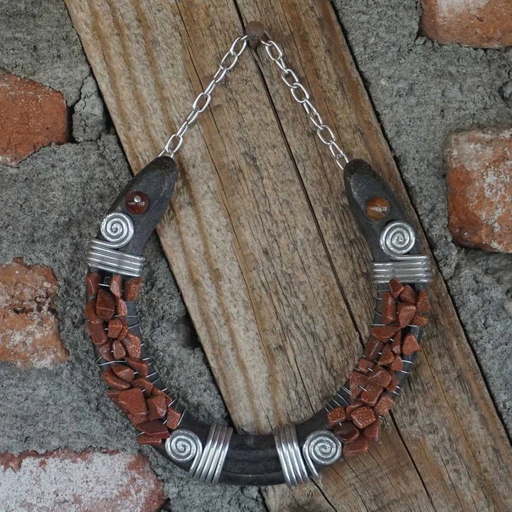 Kaplan Gözü Doğal Taşlı Dekoratif At Nalı