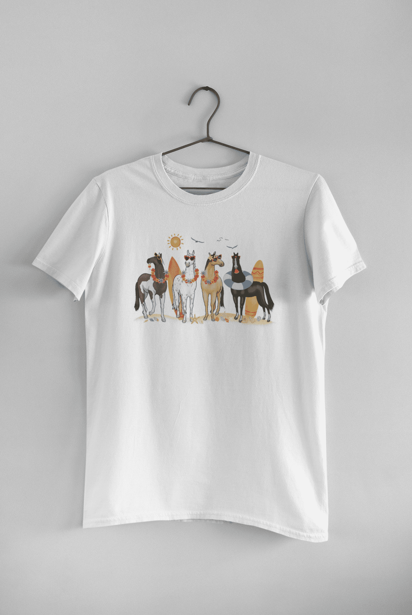 Hello Summer with Surfing Horses T-shirt