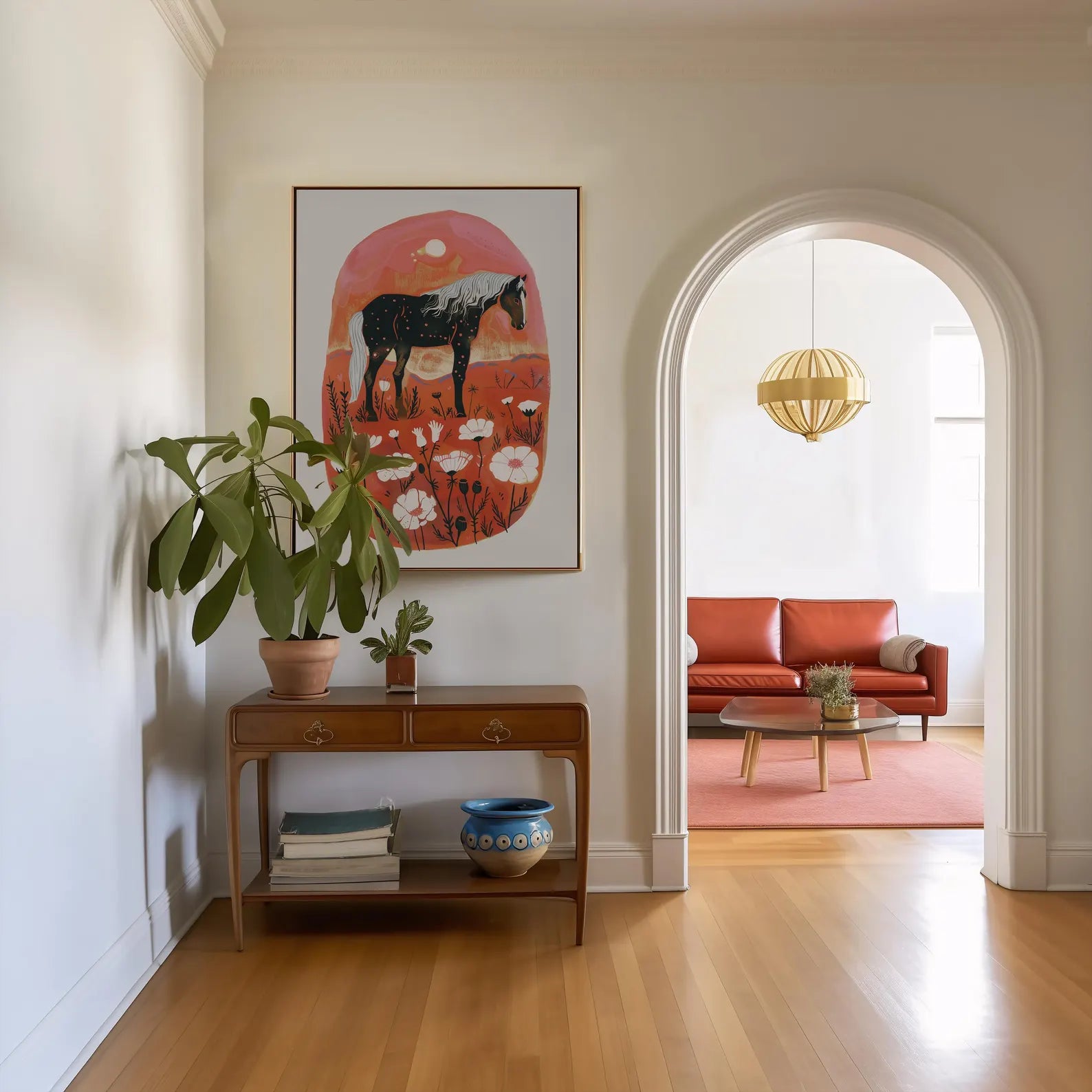 İskandinav Tarzı Çiçekli At Tablo