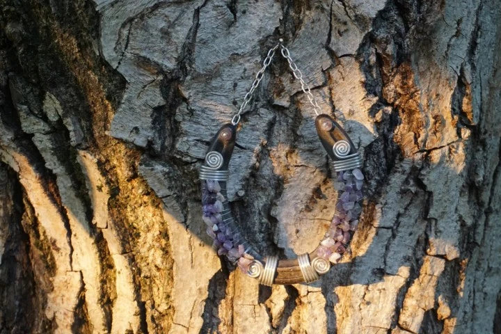 Decorative Horseshoe with Amethyst Natural Stone