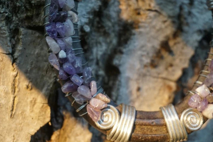 Decorative Horseshoe with Amethyst Natural Stone